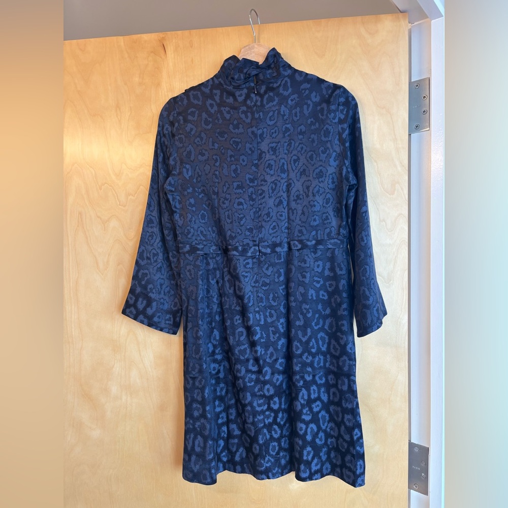 SOEUR Navy Leopard Print Silk Mini Dress - Medium - Picture 3 of 6